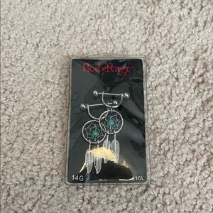 Body Rage Dreamcatcher Belly Ring with Turquoise